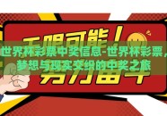 世界杯彩票中奖信息-世界杯彩票，梦想与现实交织的中奖之旅