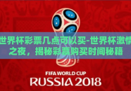 世界杯彩票几点可以买-世界杯激情之夜，揭秘彩票购买时间秘籍