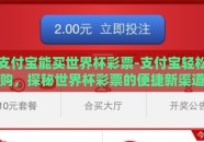 支付宝能买世界杯彩票-支付宝轻松购，探秘世界杯彩票的便捷新渠道