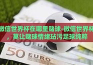 微信世界杯在哪里赌球-微信世界杯，莫让赌球情绪玷污足球纯粹