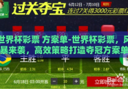 世界杯彩票 方案单-世界杯彩票，风暴来袭，高效策略打造夺冠方案单
