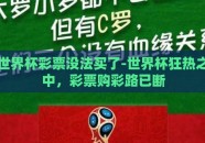 世界杯彩票没法买了-世界杯狂热之中，彩票购彩路已断