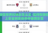 微信世界杯体彩怎么买-如何在微信上安全购买世界杯体育彩票