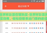 世界杯彩票在哪购买-世界杯彩票购买指南，轻松获取幸运门票的途径