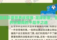 足球彩票世界杯停售-足球彩票，世界杯期间的不趁手之选