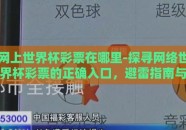 网上世界杯彩票在哪里-探寻网络世界杯彩票的正确入口，避雷指南与警示提醒
