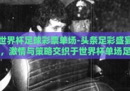 世界杯足球彩票单场-头条足彩盛宴，激情与策略交织于世界杯单场足球彩票