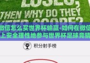 微信怎么买世界杯输赢-如何在微信上安全理性地参与世界杯足球竞猜