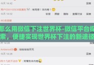 怎么用微信下注世界杯-微信平台探索，便捷实现世界杯下注的新途径