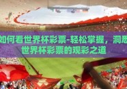如何看世界杯彩票-轻松掌握，洞悉世界杯彩票的观彩之道