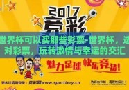 世界杯可以买那些彩票-世界杯，选对彩票，玩转激情与幸运的交汇