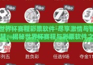 世界杯赛程彩票软件-尽享激情与智慧，揭秘世界杯赛程与彩票软件之合作魅力