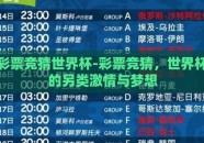 彩票竞猜世界杯-彩票竞猜，世界杯的另类激情与梦想