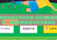 微信竞猜世界杯在哪-微信竞猜世界杯，球迷的新战场与社交新体验
