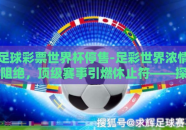 足球彩票世界杯停售-足彩世界浓情阻绝，顶级赛事引燃休止符——探寻足球彩票与世界杯停售的背后的故事