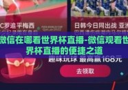 微信在哪看世界杯直播-微信观看世界杯直播的便捷之道