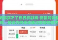 微信买不了世界杯彩票-微信购彩新规，解读为何无法通过微信购世界杯彩票