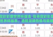 赢彩彩票世界杯版本-探寻赢彩彩票世界杯版本，透视足球热情与策略并进的世界