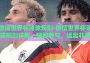 微信世界杯赌球规则-微信世界杯赌球规则详解，理智参与，远离非法活动