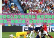微信怎么买世界杯足球-微信买球新探索，简捷之道，直面世界杯激情