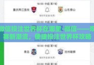 微信投注世界杯在哪里-微信——观赛新潮流，便捷投注世界杯攻略