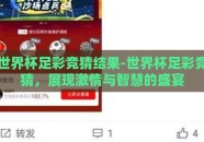 世界杯足彩竞猜结果-世界杯足彩竞猜，展现激情与智慧的盛宴