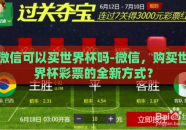 微信可以买世界杯吗-微信，购买世界杯彩票的全新方式？