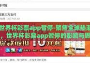 世界杯彩票app暂停-聚焦全球热潮，世界杯彩票app暂停的影响与思考