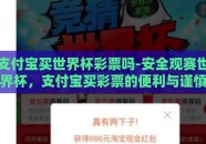 支付宝买世界杯彩票吗-安全观赛世界杯，支付宝买彩票的便利与谨慎