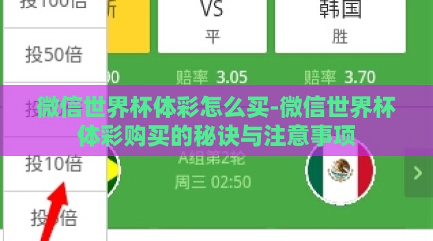 微信世界杯体彩怎么买-微信世界杯体彩购买的秘诀与注意事项 微信世界杯体彩怎么买-微信世界杯体彩购买的秘诀与注意事项