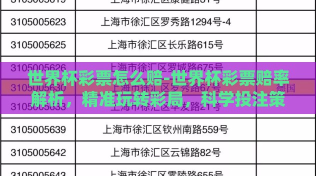 世界杯彩票怎么赔-世界杯彩票赔率解析,精准玩转彩局,科学投注策略 世界杯彩票怎么赔-世界杯彩票赔率解析,精准玩转彩局,科学投注策略