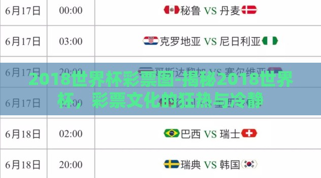 2018世界杯彩票图-揭秘2018世界杯,彩票文化的狂热与冷静 2018世界杯彩票图-揭秘2018世界杯,彩票文化的狂热与冷静