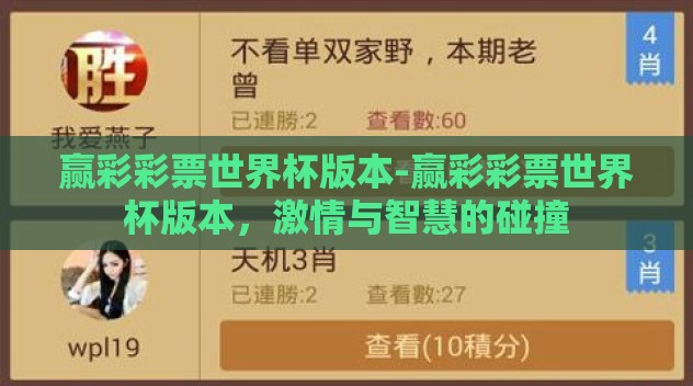 赢彩彩票世界杯版本-赢彩彩票世界杯版本,激情与智慧的碰撞 赢彩彩票世界杯版本-赢彩彩票世界杯版本,激情与智慧的碰撞