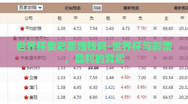 世界杯卖彩票赚钱吗-世界杯与彩票,盈利的背后 世界杯卖彩票赚钱吗-世界杯与彩票,盈利的背后