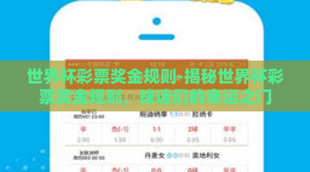 世界杯彩票奖金规则-揭秘世界杯彩票奖金规则，球迷们的幸运之门