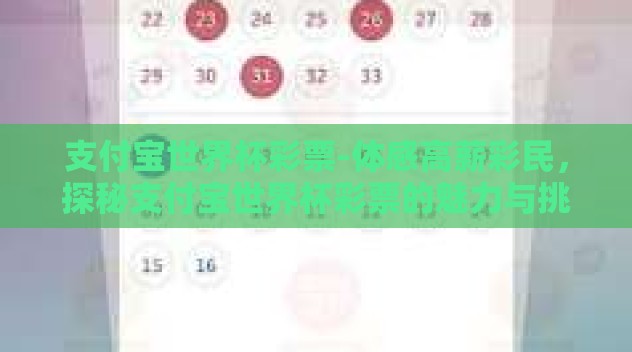 支付宝世界杯彩票-体感高薪彩民，探秘支付宝世界杯彩票的魅力与挑战