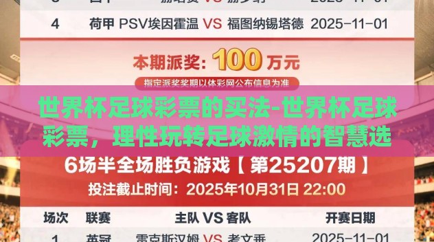 世界杯足球彩票的买法-世界杯足球彩票，理性玩转足球激情的智慧选择