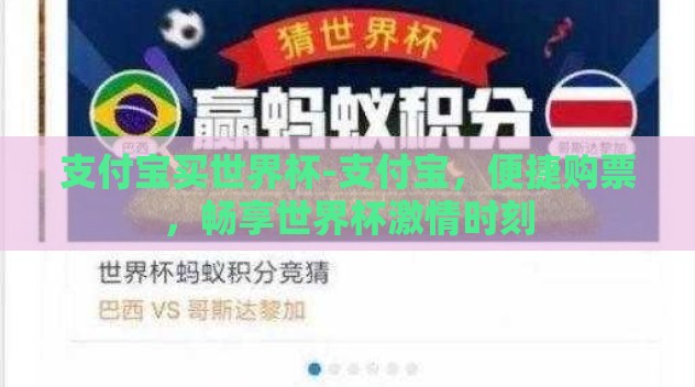 支付宝买世界杯-支付宝,便捷购票,畅享世界杯激情时刻 支付宝买世界杯-支付宝,便捷购票,畅享世界杯激情时刻