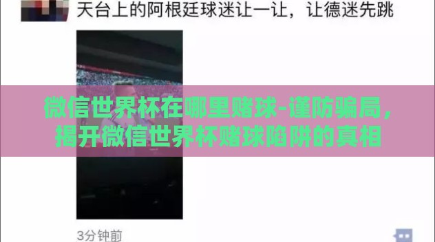 微信世界杯在哪里赌球-谨防骗局，揭开微信世界杯赌球陷阱的真相