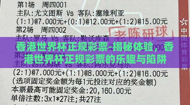 香港世界杯正规彩票-揭秘体验，香港世界杯正规彩票的乐趣与陷阱
