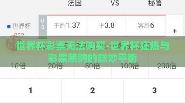 世界杯彩票无法购买-世界杯狂热与彩票禁购的微妙平衡 世界杯彩票无法购买-世界杯狂热与彩票禁购的微妙平衡