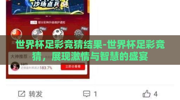 世界杯足彩竞猜结果-世界杯足彩竞猜，展现激情与智慧的盛宴