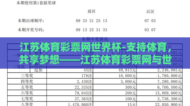 江苏体育彩票网世界杯-支持体育，共享梦想——江苏体育彩票网与世界杯的激情碰撞