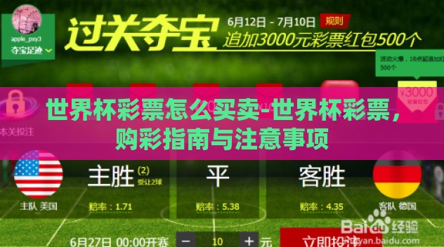 世界杯彩票怎么买卖-世界杯彩票，购彩指南与注意事项