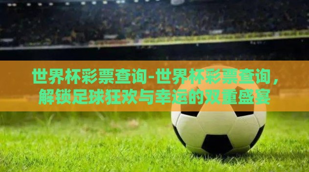 世界杯彩票查询-世界杯彩票查询，解锁足球狂欢与幸运的双重盛宴