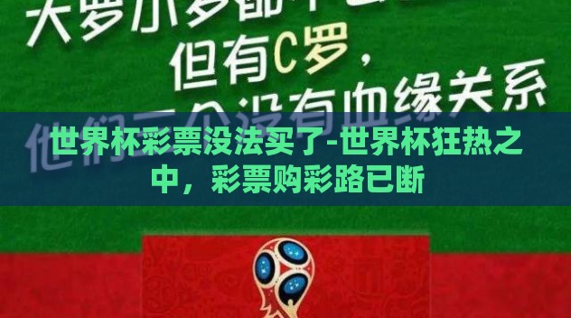 世界杯彩票没法买了-世界杯狂热之中，彩票购彩路已断