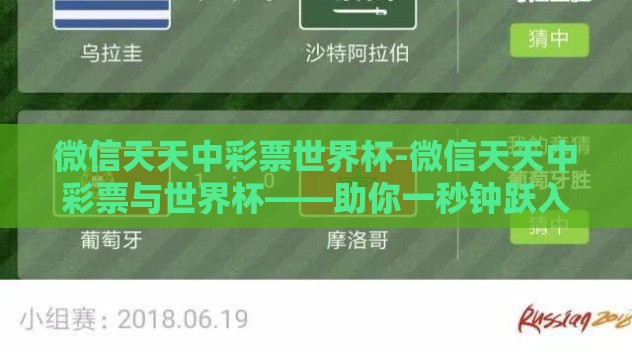 微信天天中彩票世界杯-微信天天中彩票与世界杯——助你一秒钟跃入梦想的奖台