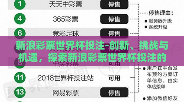 新浪彩票世界杯投注-创新、挑战与机遇，探索新浪彩票世界杯投注的新篇章
