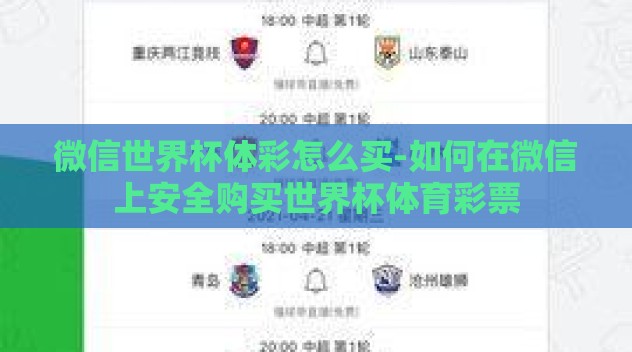 微信世界杯体彩怎么买-如何在微信上安全购买世界杯体育彩票 微信世界杯体彩怎么买-如何在微信上安全购买世界杯体育彩票