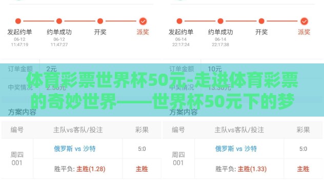 体育彩票世界杯50元-走进体育彩票的奇妙世界——世界杯50元下的梦幻之旅 体育彩票世界杯50元-走进体育彩票的奇妙世界——世界杯50元下的梦幻之旅